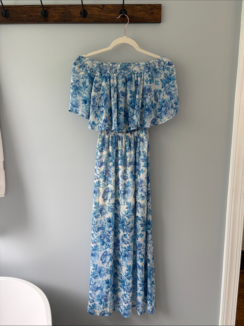 Show Me Your MuMu Blue and White Floral Maxi Dress